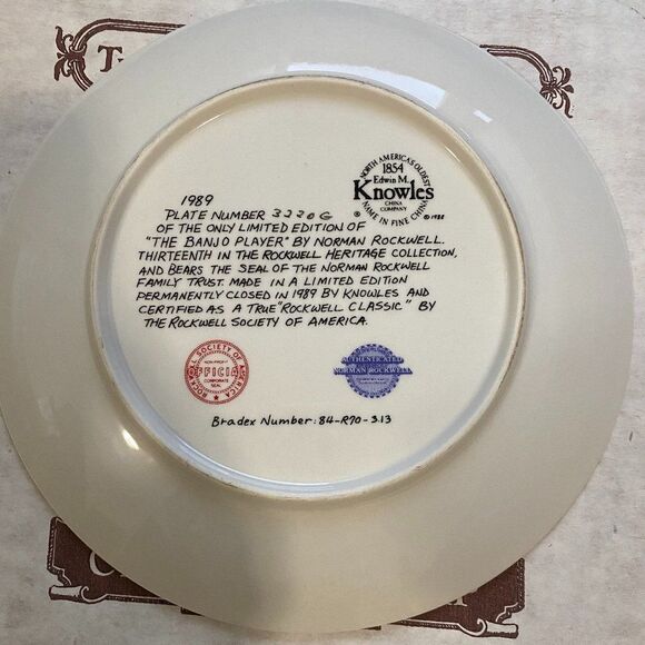 Norman Rockwell “The Banjo Player” Collector Plate Knowles 1989 Vtg - Picture 5 of 5